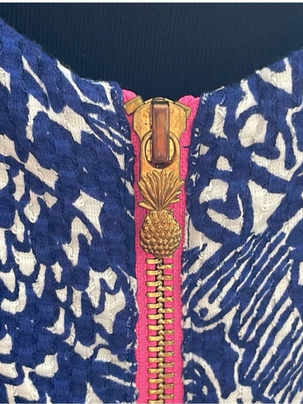 Lilly Pulitzer & Target Upstream Fish Print Shift Dress Navy White Lace Size 12 - Picture 4 of 6